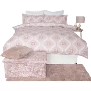 image of Belledorm Ava Duvet Cover Set (King) (Blush) - Blush