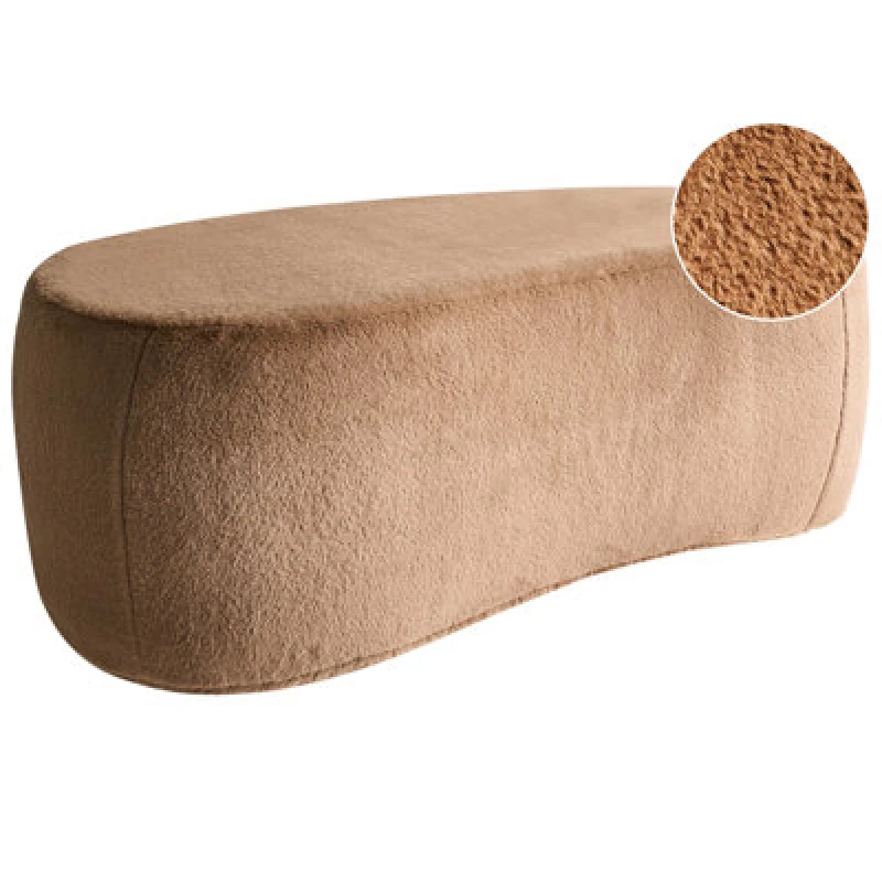 Image of Beliani Pouffe Bayard Faux Fur Light Brown