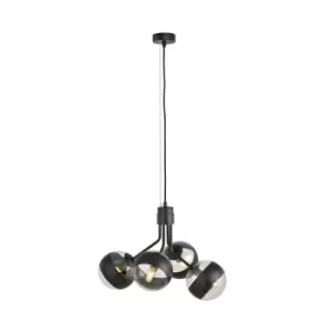 Image of Nova Black Globe Pendant Ceiling Light with Clear,Black Glass Shades, 4x E14
