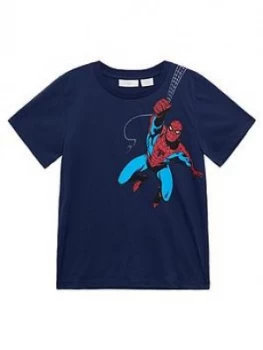 Image of Mango Boys Spiderman Short Sleeve Tshirt - Navy, Size 9 Years