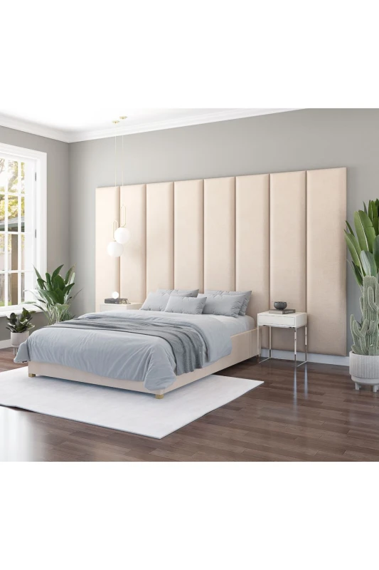 Image of Aspire Aspire Large Upholstered Headboard Wall Panel, UK Made in Natural Natural One Size Unisex 5057632212849