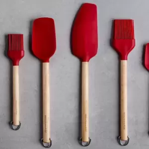 Image of KitchenAid Birchwood & Red Silicone Scraper Spatula Red
