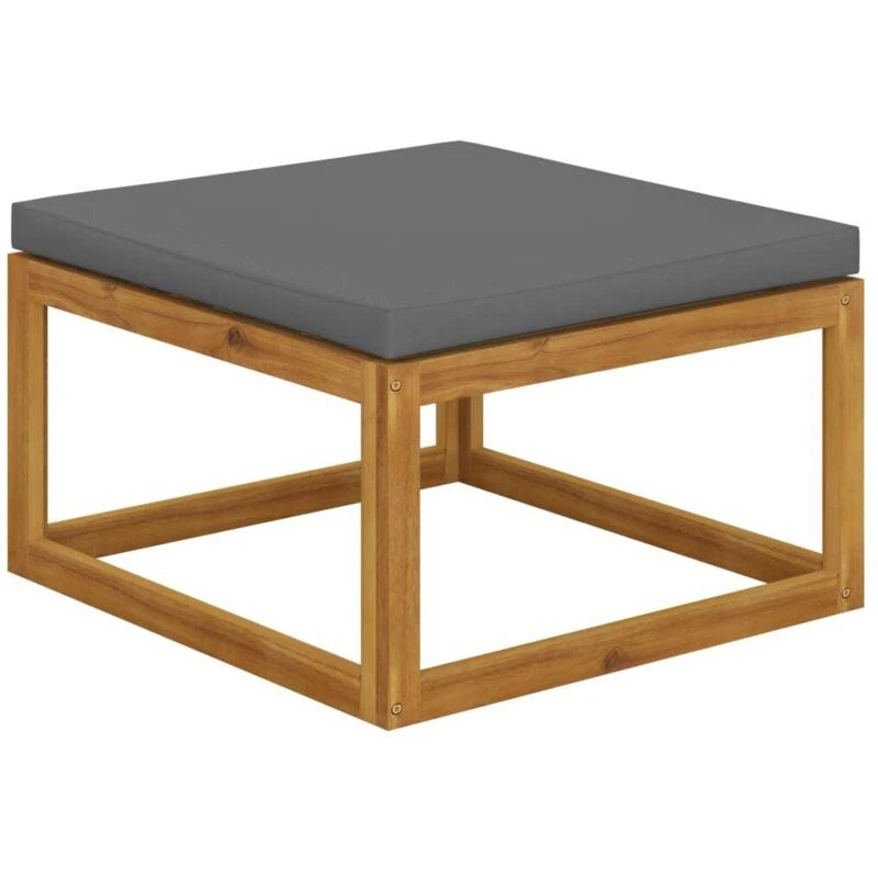 Image of VIDAXL Footrest with Dark Grey Cushion Solid Wood Acacia Vidaxl 8720845737160