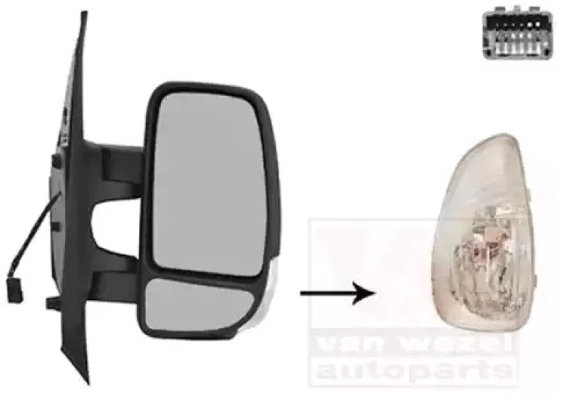Image of VAN WEZEL 3799818 Wing mirror * HAGUS * Right, black, Short mirror arm Outside Mirror (50)