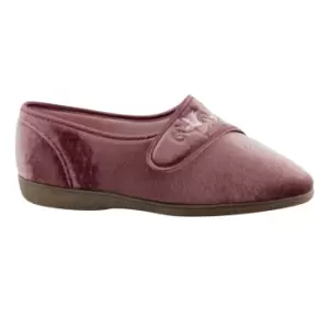 Image of Sleepers Womens/Ladies Jolene Touch Fastening Embroidered Slippers (4 UK) (Heather)