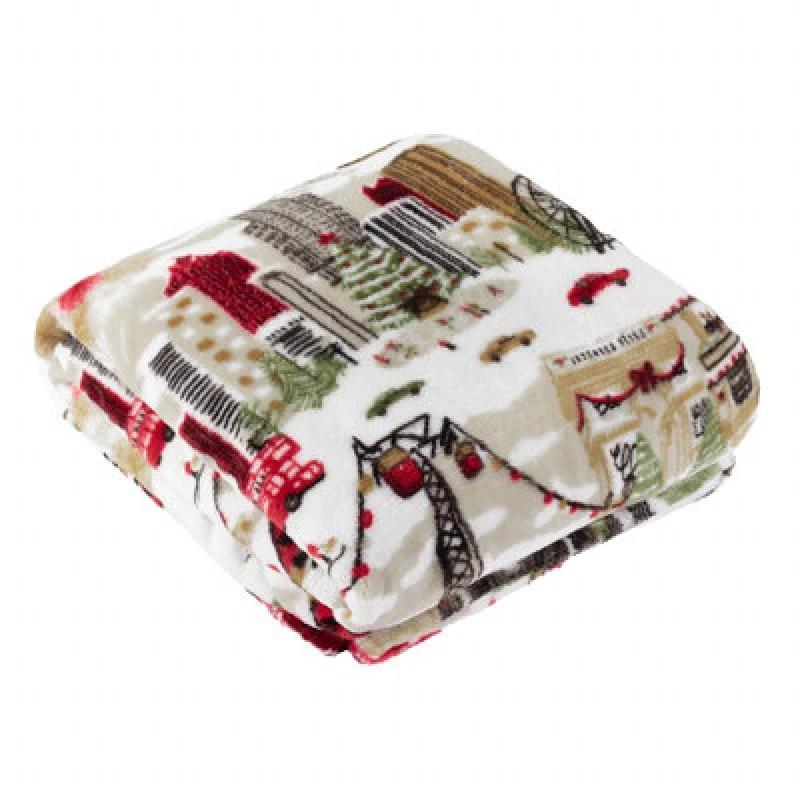 Image of Furn Furn Joy To All Fleece Throw in Cream Size: 140cm x 180cm Cream 140cm x 180cm Unisex 5025532831316