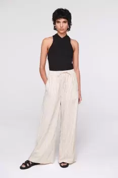 Image of Hillier Drawstring Wide Leg Trousers, Yellow Stripe / UK 10