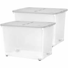 Image of Wham Grey 80L Box Wheels & Lid Set of 2 Plastic