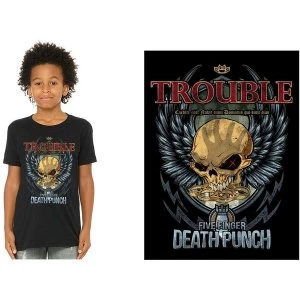Image of Five Finger Death Punch - Trouble Kids 11 - 12 Years T-Shirt - Black