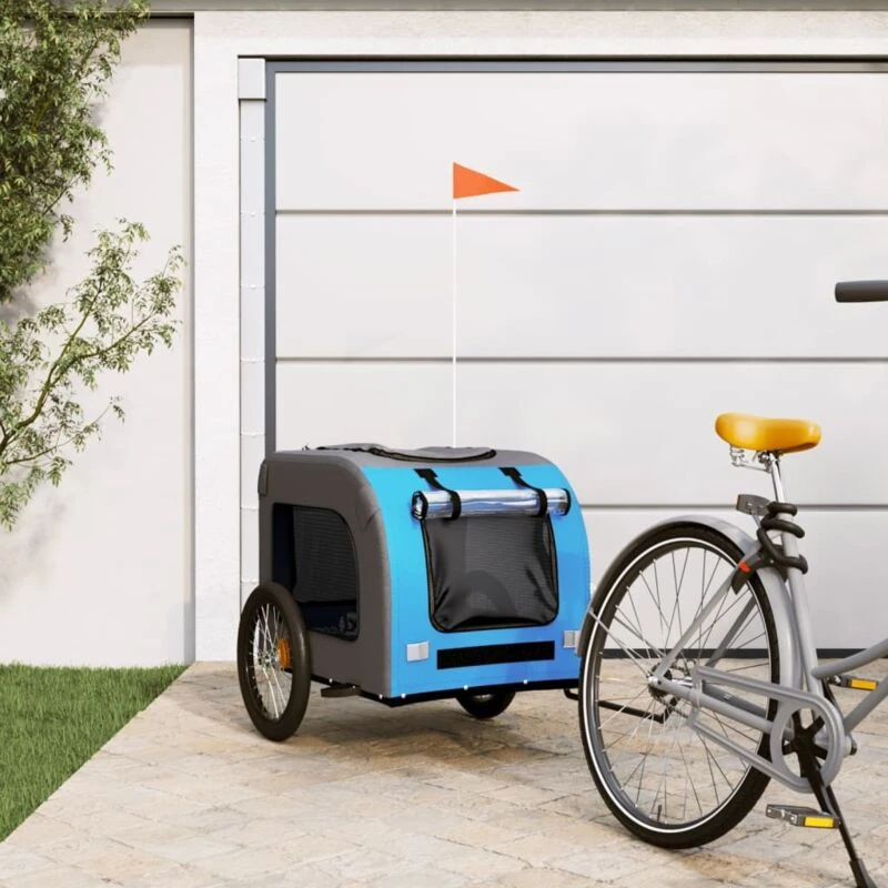 Image of VIDAXL Pet Bike Trailer Blue and Grey Oxford Fabric&Iron Vidaxl 8720845769260