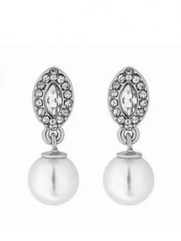 image of Jon Richard Jon Richard Silver Crystal Pear Pearl Drop Earring