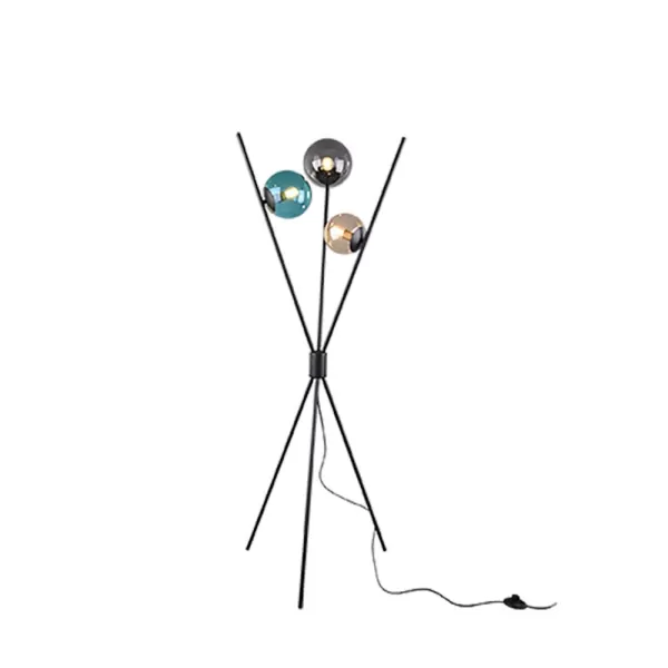 Image of Lance Modern 3 Light Tripod Floor Lamp Black Matt with Footswitch