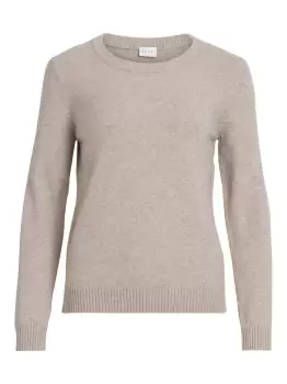 image of VILA Round Neck Knitted Pullover Women Beige