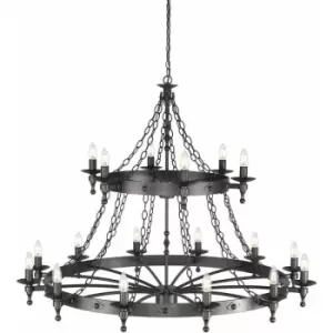 image of 18 Bulb Chandelier 2 Tier Hand Crafted Graphite Finish Black LED E14 60W