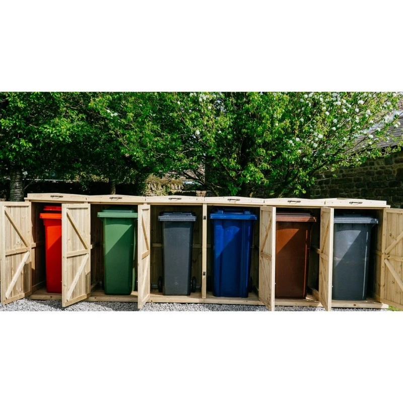 Image of Buttercup Farm Chatburn Sextet Wheelie Bin Store - Fits 6 x 180L or 6 x 240L Bins in Brown Brown Unisex