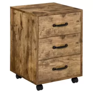 image of HOMCOM Rolling File Cabinet with 3 Drawers, Under Desk Mobile Filing Organizer Home Office Bedroom Furniture