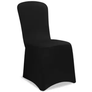 image of 2x Fitted Lycra Chair Covers Spandex Wedding Banquet Anniversary Party Cloth SET Black