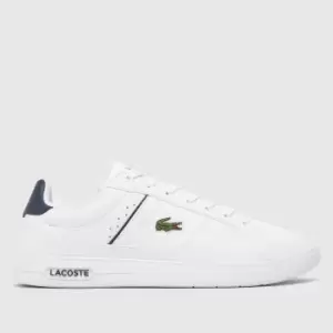 image of Lacoste White & Navy Europa Pro Trainers