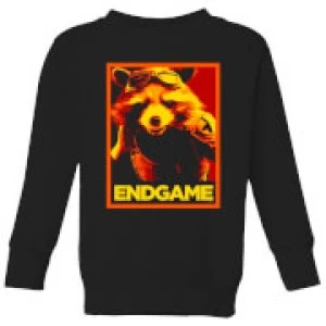 Image of Avengers Endgame Rocket Poster Kids Sweatshirt - Black - 11-12 Years