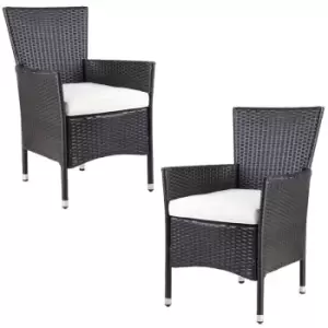 Image of Casaria - Poly Rattan Chairs Garden Outdoor Patio Furniture Dining Seat Terrace Seating Wicker Stackable Lightweight Brown