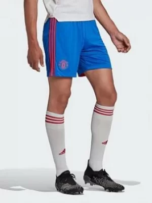 Image of Adidas Manchester United Mens 21/22 Away Short, Blue Size M Men