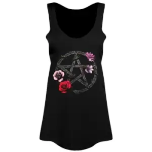 image of Requiem Collective Floral Pentagram Ladies Floaty Vest (Extra Large) (Black)