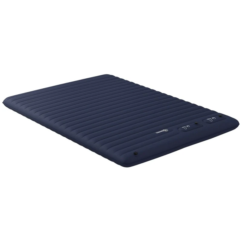 Image of Outsunny Double Air Bed with Foot Pump and Carry Bag, Inflatable Mattress for Guest, Camping, Travel, 195 x 140 x 10cm Blue