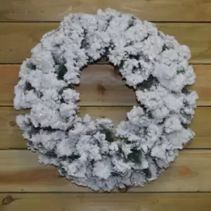 Image of Premier Decorations Ltd - 60cm Premier Green Snow And Glitter Flocked Christmas Wreath