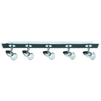 image of Searchlight Comet - 5 Light Adjustable Ceiling Spotlight Bar Chrome, Matt Black, GU10