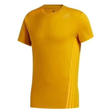 Image of adidas Mens Aeroknit 3-Stripes Climawarm T-Shirt - Gold
