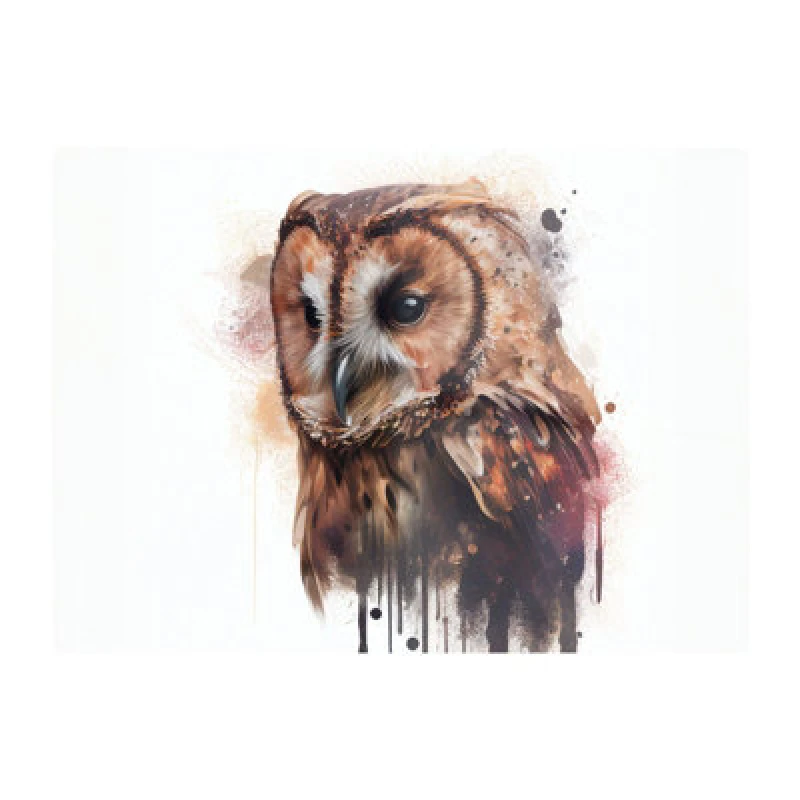 Image of Warren Reed Designer Tawny Owl Face Splashart Light Background Glass Chopping Board
