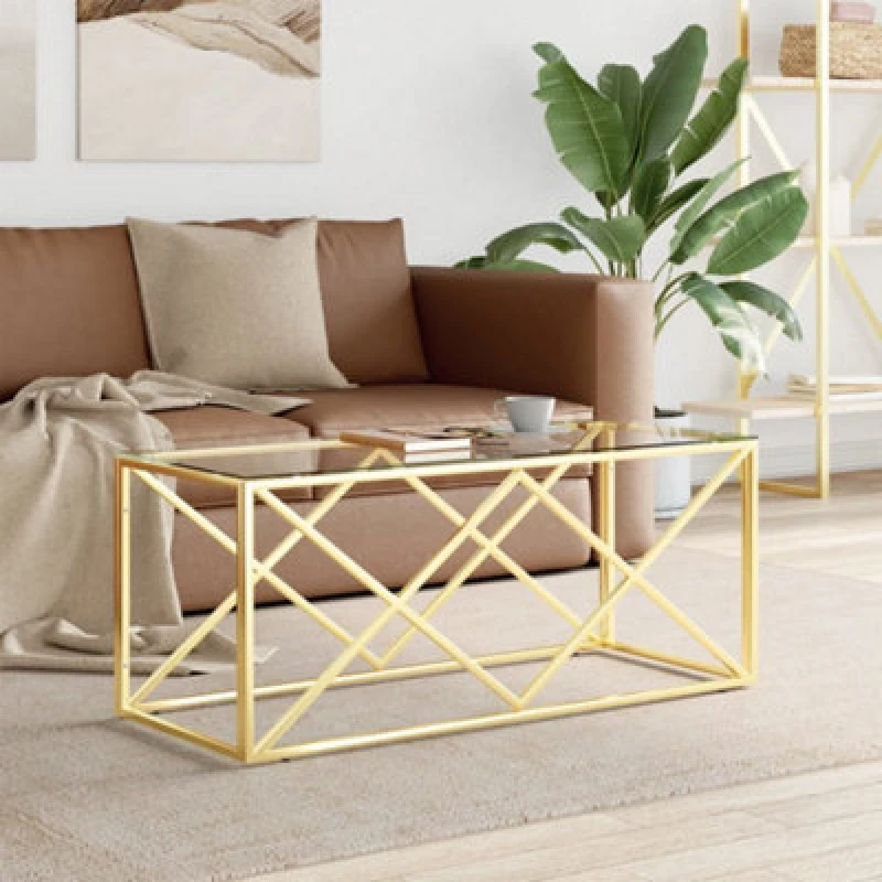 Image of VIDAXL Coffee Table 110x45x45cm Stainless Steel and Glass Vidaxl 8720287199403