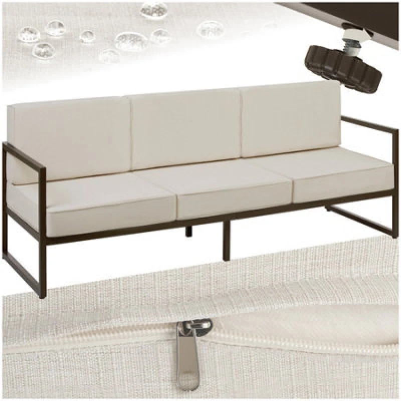 Image of Tectake Garden Furniture Comosa - For 3 People, XXL Padding, 1 Sofa - Brown/beige - 1