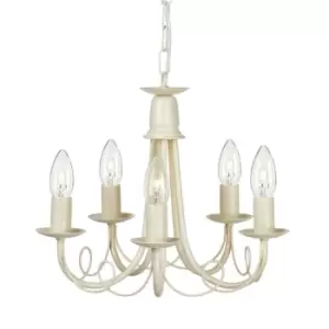 Image of 5 Bulb Chandelier Hanging Pendant LIght Ivory Gold LED E14 60W Bulb