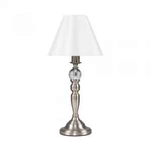 image of Sofia Satin Nickel Touch Table Lamp With White Shade