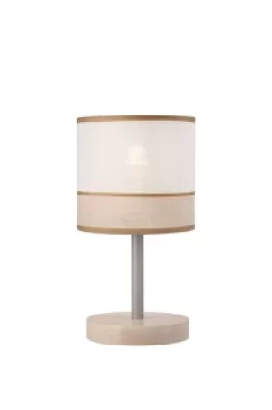 Image of Andrea Cylindrical Table Lamp, Fabric Shade, White Beech, 1x E27