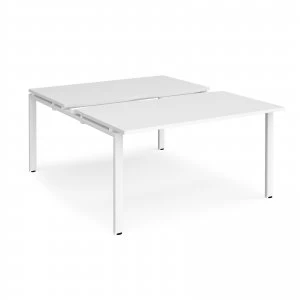 image of Adapt II Sliding top Back to Back Desk s 1400mm x 1600mm - White Frame