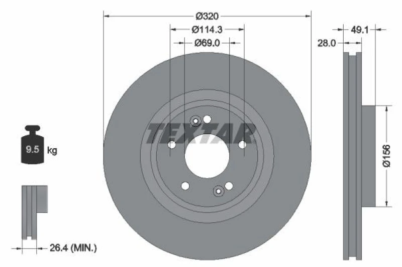 Image of Brake disc TEXTAR 92281803