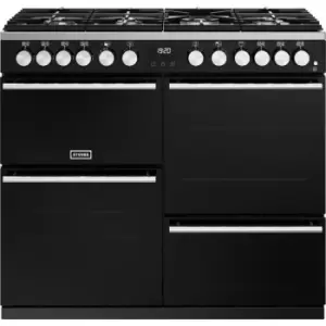 image of Stoves Precision Deluxe ST DX PREC D1000DF BK 100cm Dual Fuel Range Cooker - Black - A Rated