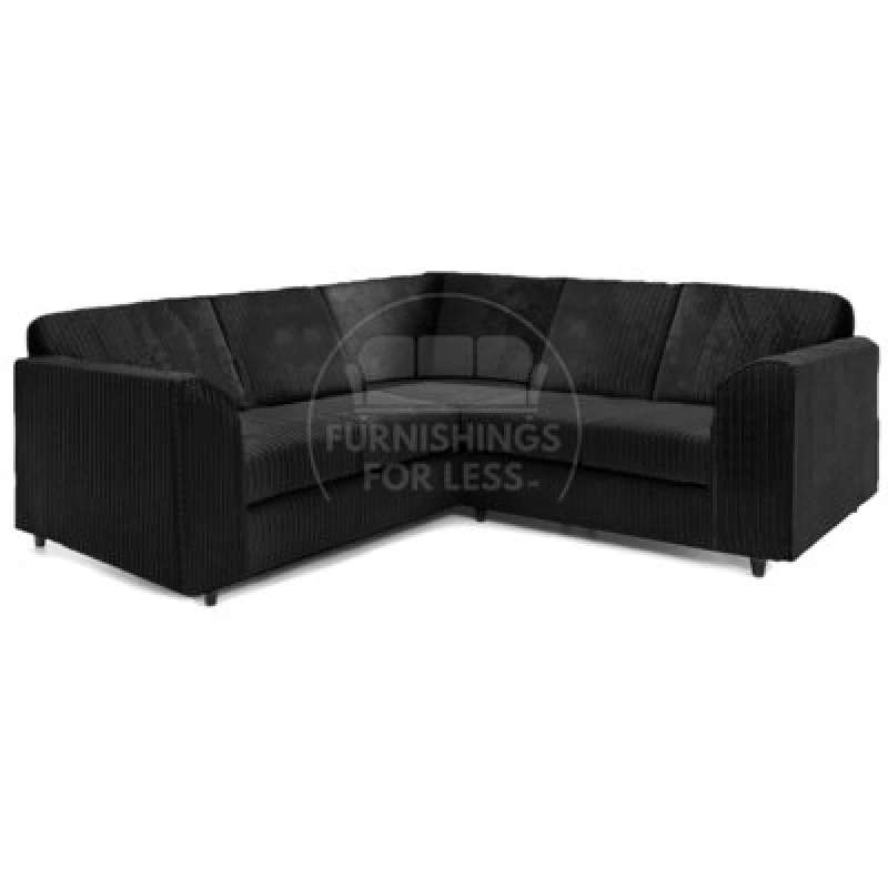 Image of Furnishings For Less UK Ferguson Black 5 Seater Fabric Corner Sofa L Shaped Jumbo Cord - Full Back