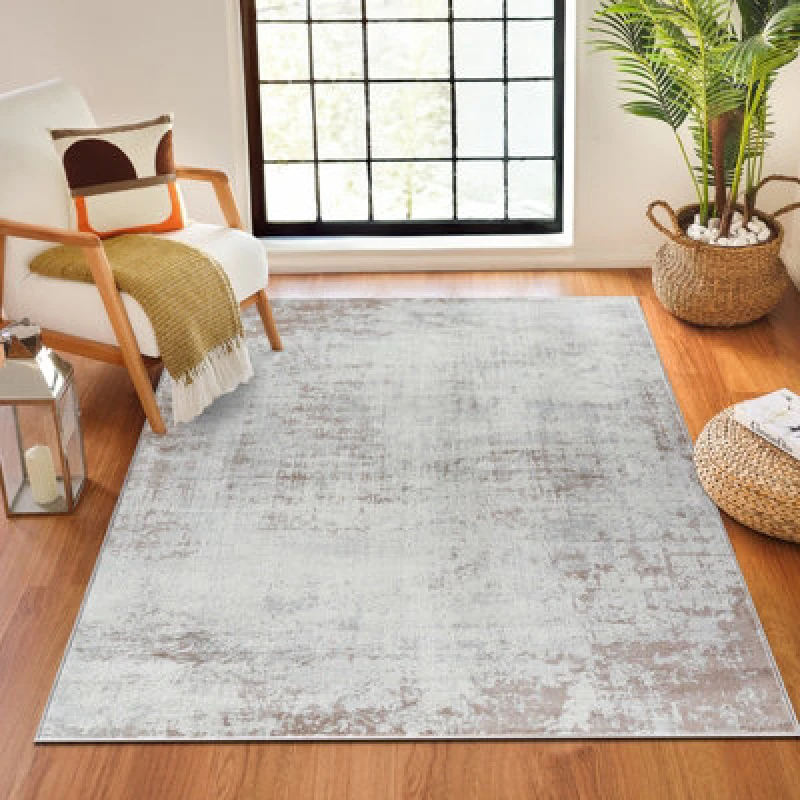 Image of Livabliss Abstract Modern Marble Beige/white Milena Area Rug 160 X 215cm - Easy Care, Non Shedding, Ideal For Living Room & Bedroom