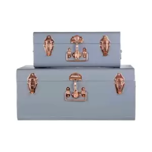 Image of Interiors by PH Set Of 2 Storage Trunks - Copper / Grey