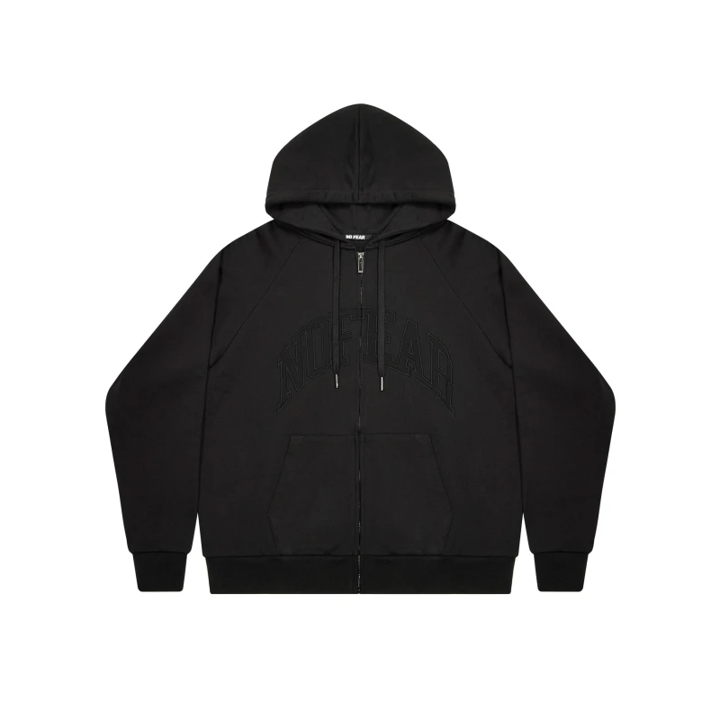 Image of No Fear Mens Varsity Zip Up Hoodie Black male S