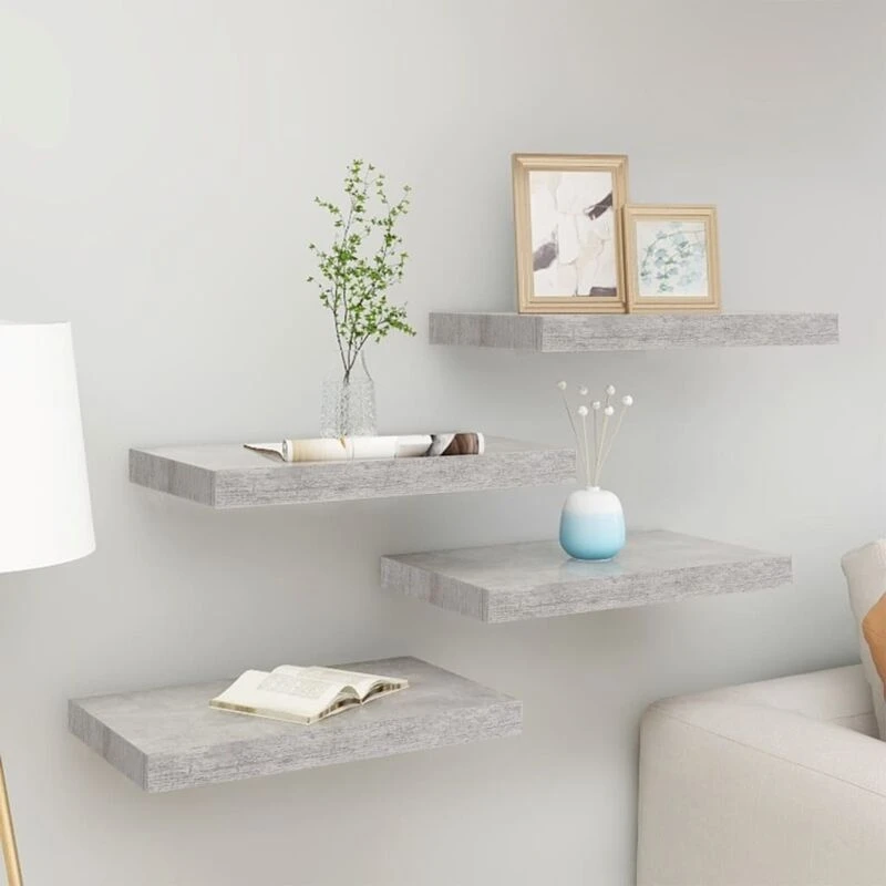 Image of VIDAXL Vidaxl - Floating Wall Shelves 4 pcs Concrete Grey 40x23x3.8cm mdf 8720286416945