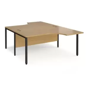 image of Office Desk 2 Person Rectangular Desk 1600mm Oak Tops With Black Frames Maestro 25