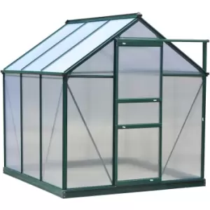 image of 6x6ft Walk-In Polycarbonate Greenhouse Plant Grow Galvanized Aluminium - Outsunny