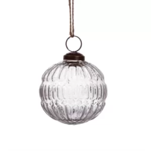 Image of Clear Recycled Glass Grooved Bauble