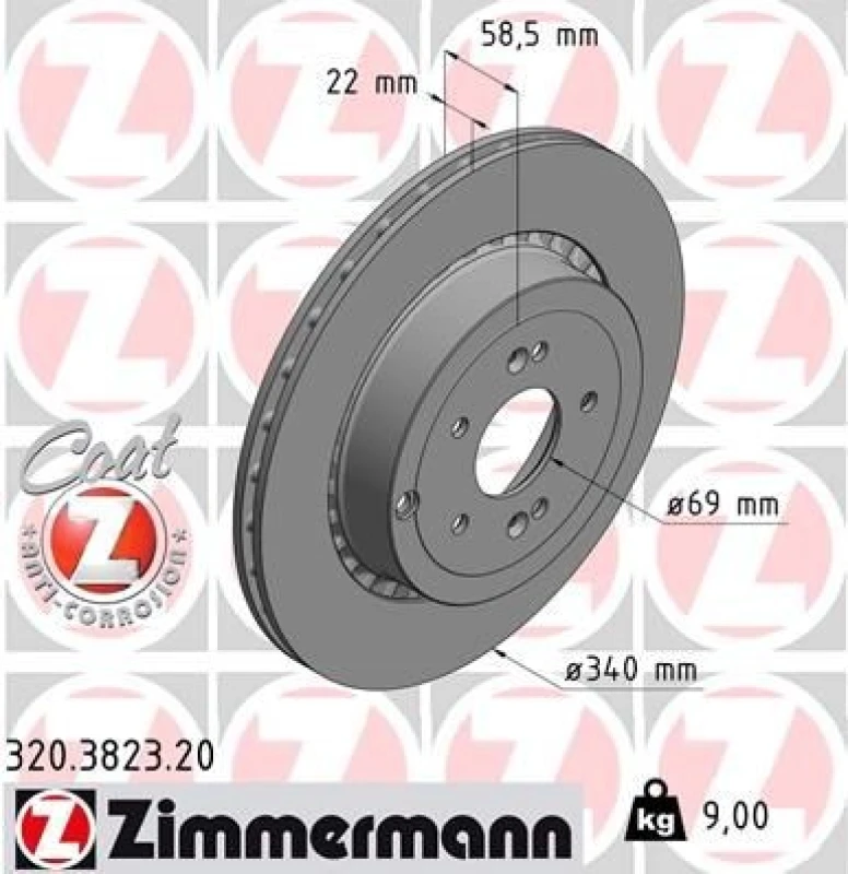 Image of ZIMMERMANN Brake disc ZIMMERMANN 320.3823.20