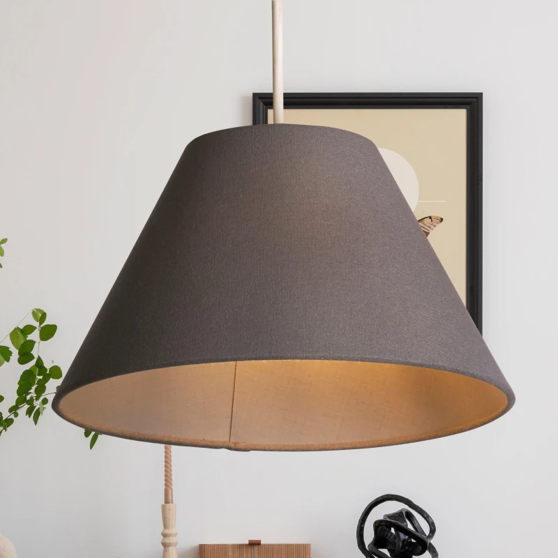 Image of Lighting Collection Luna Linen Grey Tapered Shade Grey unisex One Size