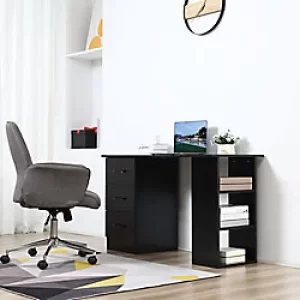 image of Homcom Desk with 3 Drawers Black 490 x 720 mm